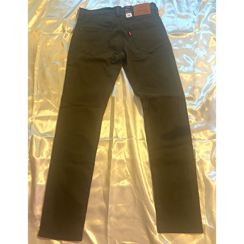 Levi's Premium Men’s Slim Fit Olive green Cotton Denim Jeans Mid Rise Dark Wash